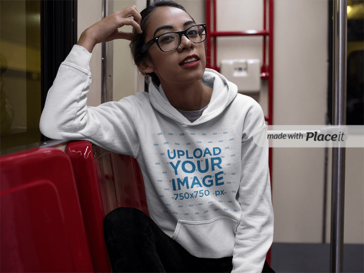 placeit happy hispanic girl wearing a pullover hoodie template pullover hoodie template