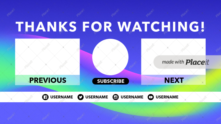 Placeit Youtube End Card Template With Psychedelic Colors