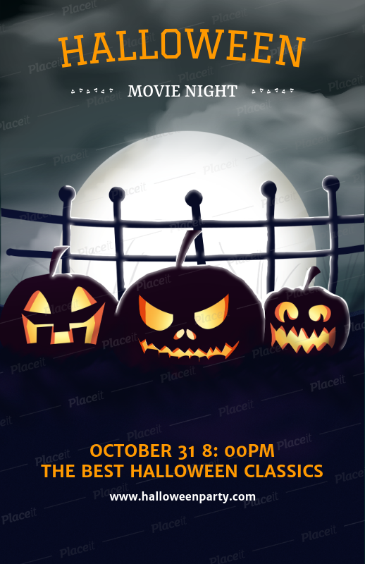 placeit halloween flyer template for a spooky movie night halloween flyer background